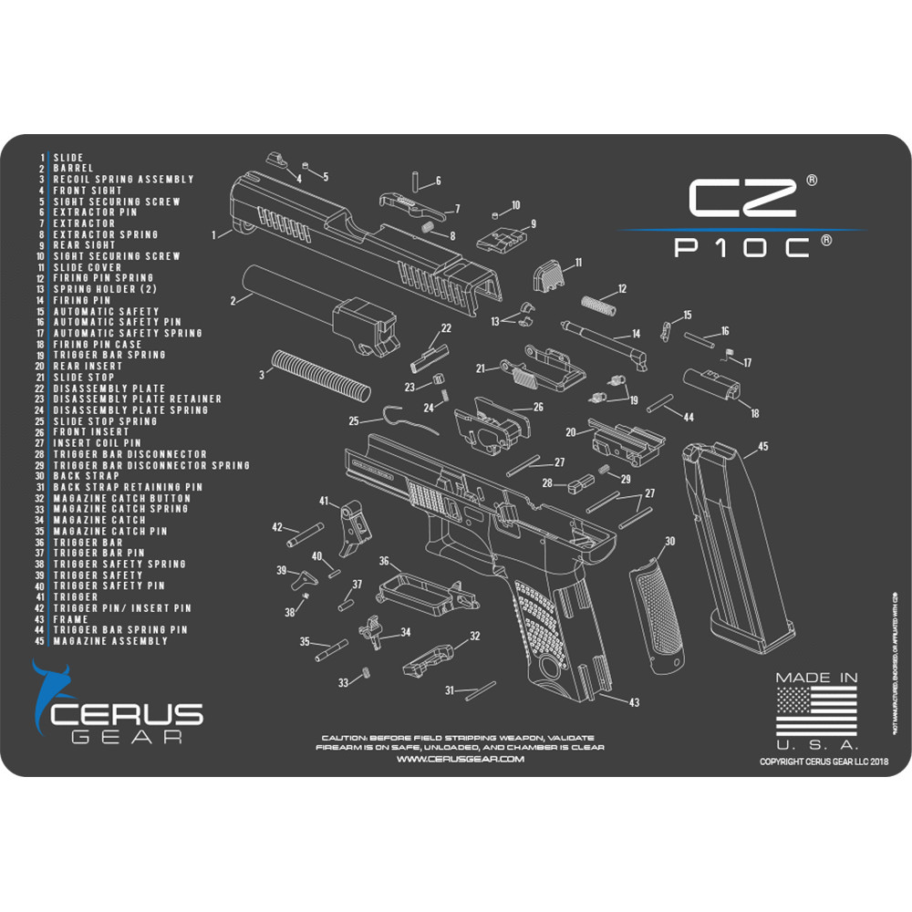 For CZ P 10 C Armorers Cleaning Mat Cerus Gear PREMIUM Made In USA