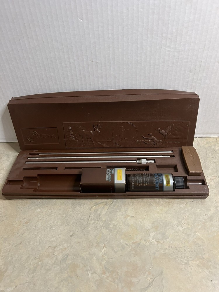 Vintage Outers Gun Cleaning Kit and Plastic Box