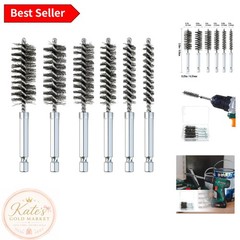 Durable Stainless Steel Bore Brush Set with 1/4″ Hex Shank – 6 Sizes Included