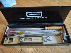 Vintage Mill Run Brite Bore Rifle Cleaning Kit As Shown Metal Box 1959s/60s