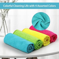 Homexcel Microfiber Cleaning Cloth12 Pack Cleaning Rags Cleaning Towels 4 Color