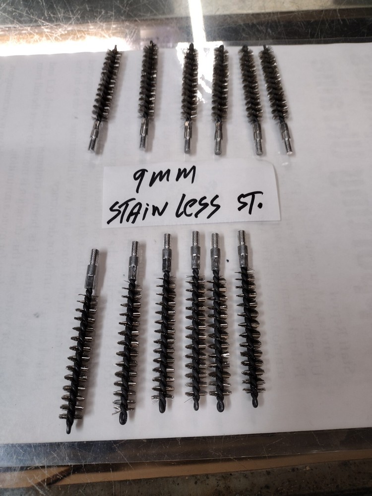 12 PCS 9MM/357/38SPL/380 CALIBER RMC STAINLESS STEEL Bristle Bore Cleaning Brush