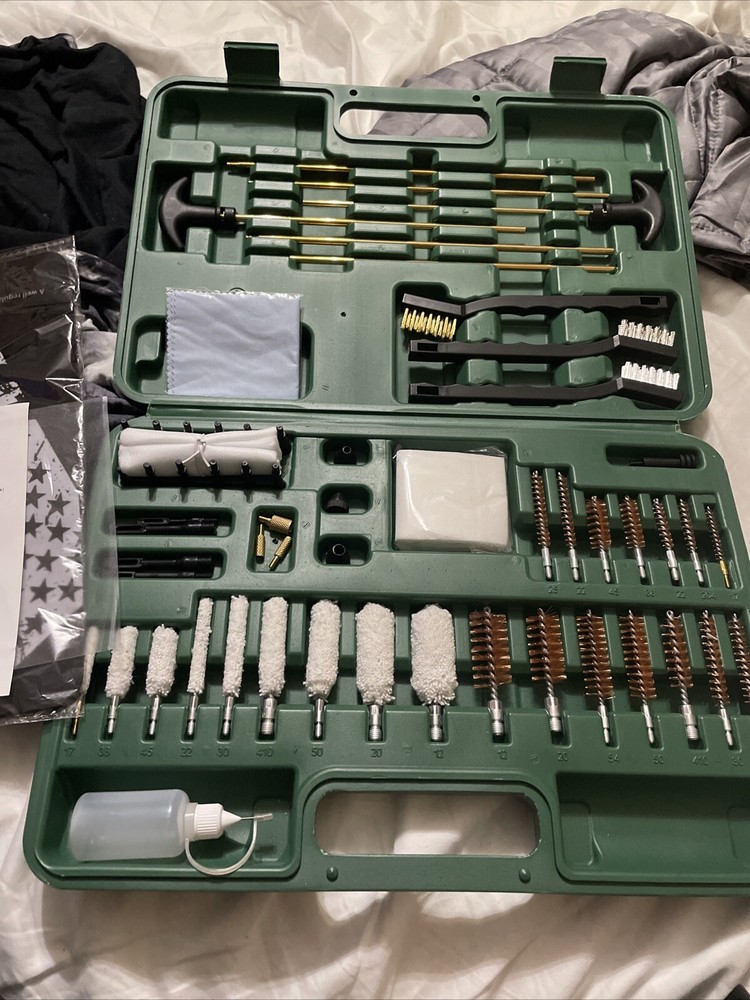 160pcs Gun Cleaning Kit 9mm Universal 38 22 Rifle Pistol Shotgun Handgun Firearm