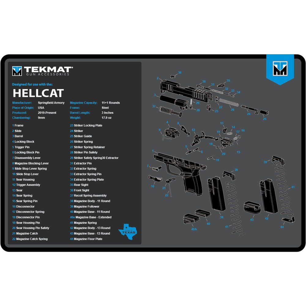 TekMat Original Gun Cleaning Mat – 17″ X 11″ – Springfield Armory Hellcat – Blue