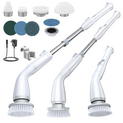 LABIGO Electric Spin Scrubber Cordless Cleaning Brush 7 Heads Adjustable Extenda