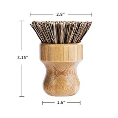 Palm Pot Brush- Bamboo Round 3 Packs Mini Dish Brush Natural Scrub Brush