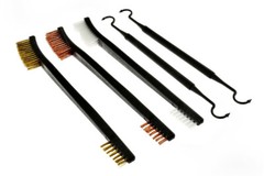 5pc 7″ Gun Rifle Pistol Cleaning Set 3 Brushes + 2 Double Ended Nylon Picks