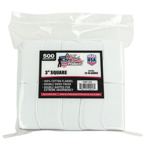 Pro-Shot 3-500 3″ Square 100% Cotton Cleaning Patches 500-Count