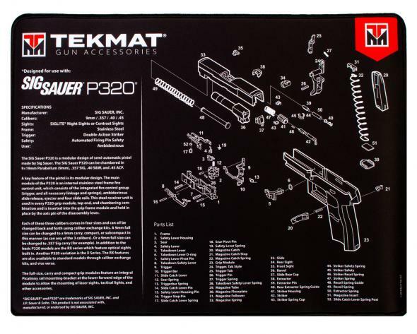 TekMat, For SIG SAUER P320 Premium Pistol Mat, 15″x20″, Black