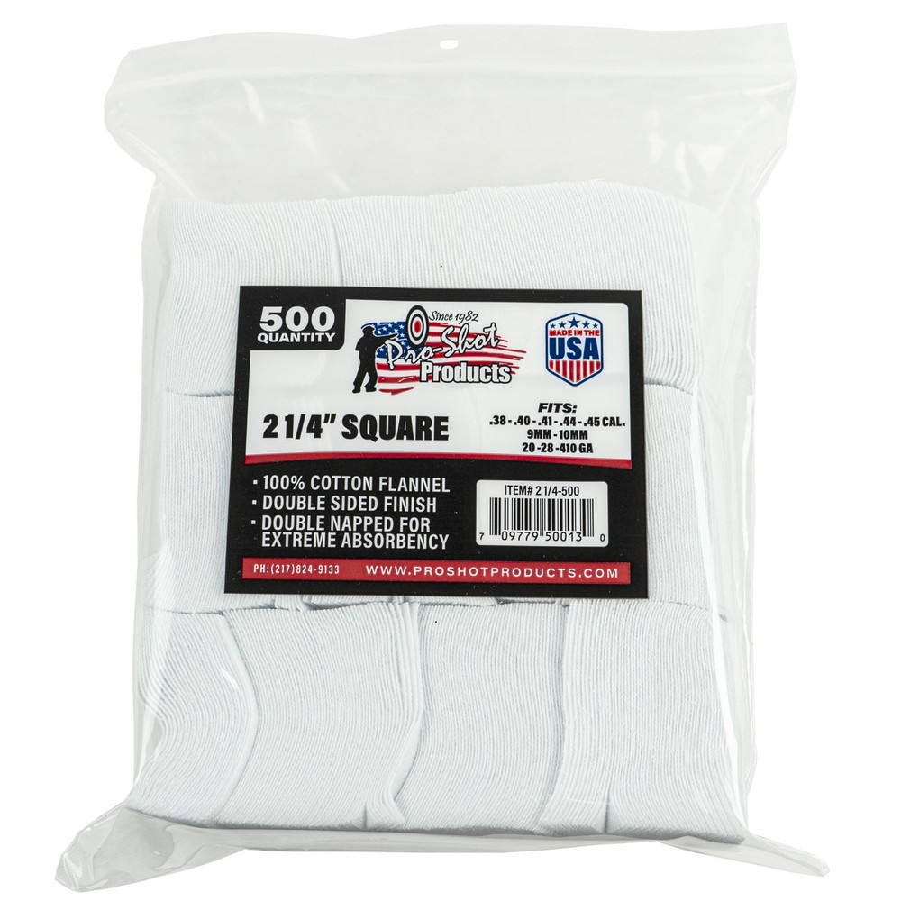 Pro-Shot Products .38-.45 Cal 2 1/4 In Bore Cleaning Patches 214-500 500 Pack