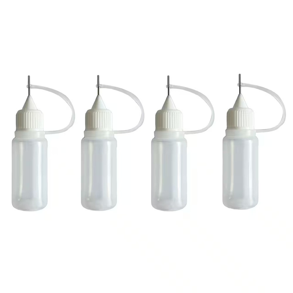 1 oz bottles with stainless with needle tip and cover – 4 bottles -Free Shipping