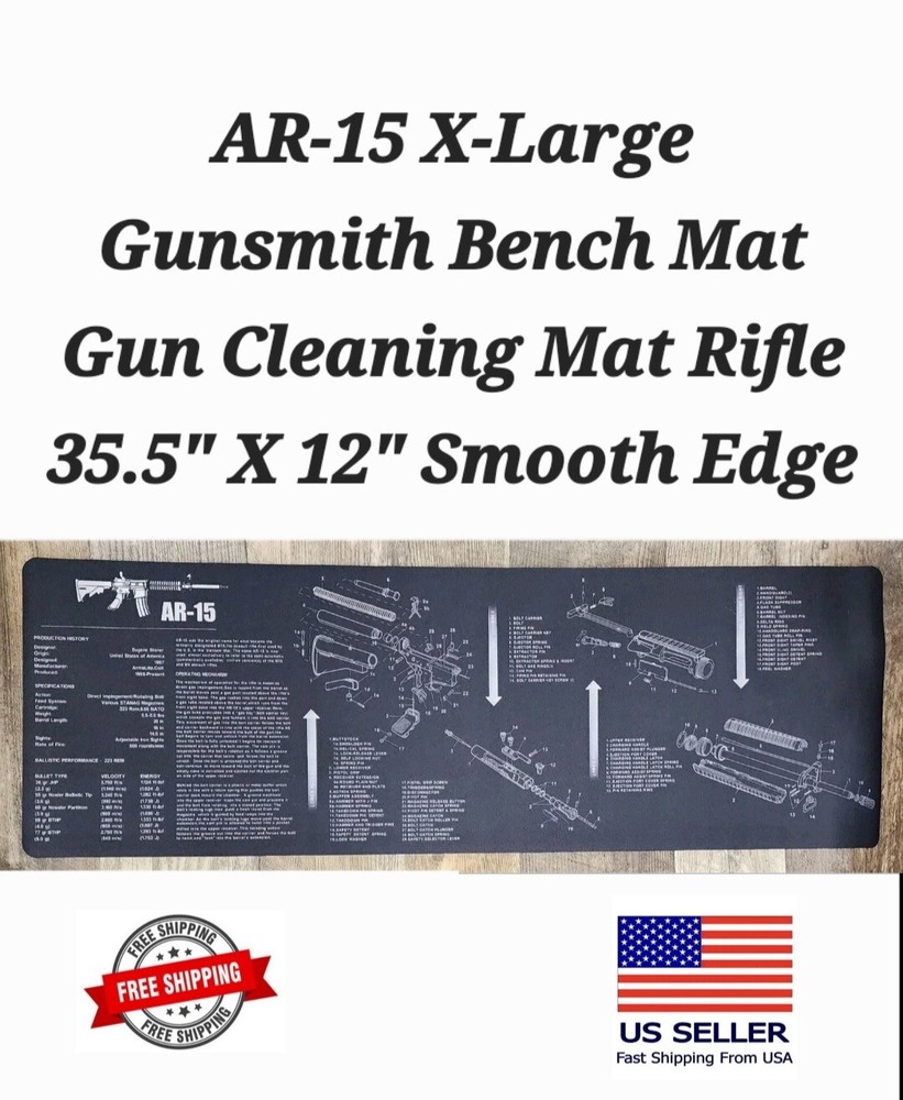 AR-15 X-Large Gunsmith Bench Pad Gun Cleaning Mat Rifle 35″ X 12″ Clean Edge