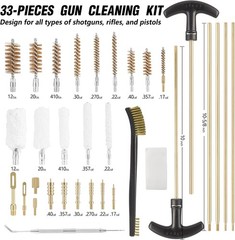 FLISSA 33PC Universal Gun Cleaning Kit Brass Rod Brush Jag Gun Cleaning Supplies