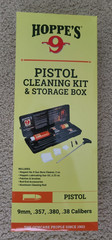 HOPPES 9 PISTOL CLEANING KIT & STORAGE BOX 9mm 357 380 38 CALIPERS