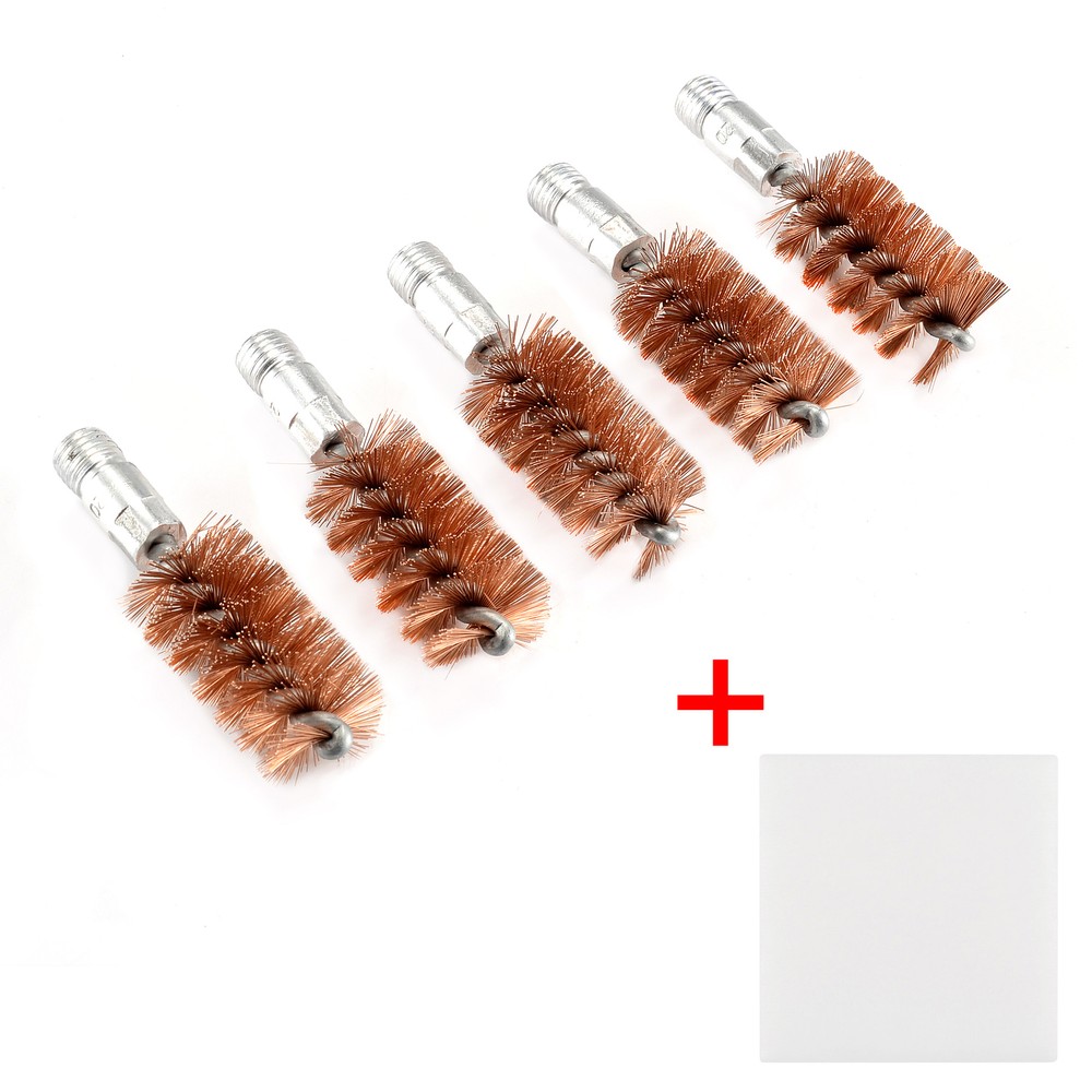 5 x Bronze Bristle Bore Cleaning Brush .20 Gauge 5/16-27 Thread with 50 Patches
