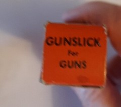 Vintage Gunslick Lubricant Tube w/ Box – USED 7/8 X 4 1/8 X 7/8″