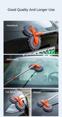 Three Section Telescopic Car Mop Double Brush Head Roof Window Cleaning Tool