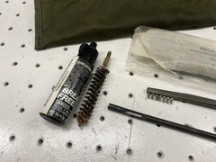 US Military Cleaning Kit Green Bag Brushes Cord Gun Oil Surplus Set