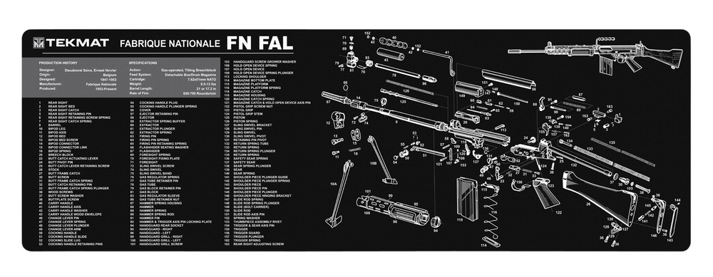 TekMat TEKR36FNFAL FN-FAL Cleaning Mat Black/White Rubber 12″x36″ FN-FAL Parts D