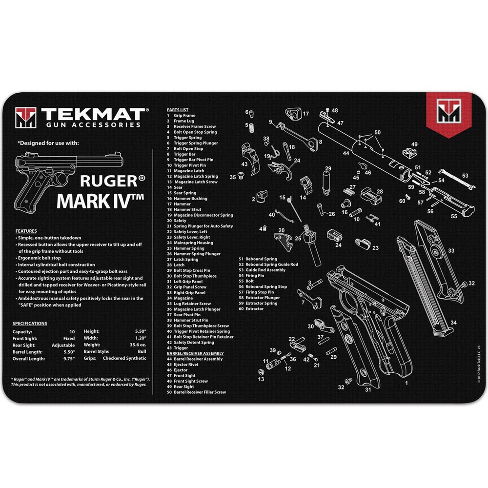 TekMat Original Gun Cleaning Mat – 17″ X 11″ – Ruger MARK IV