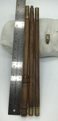 Antique Unbranded Shotgun Cleaning Rod With Brass Jig For Swab Wood & Brass 3 Pc