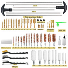 108 Pcs Universal Gun Cleaning Kit for Pistol, Shotgun, Rifle w/ Bore Light&Case