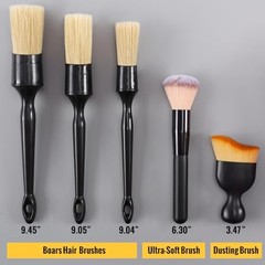 6PCS Car Detailing Brush Set, Ultra Soft Boars Hair Detail Brushes, Automotive