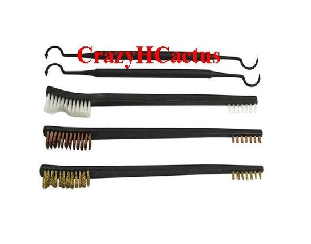 5 Piece Shotgun Rifle Cleaning Brushes Brush Kit Set Copper/Brass/Nylon+Picks!!