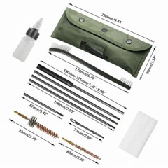 12pcs 22LR 223 556 Rifle Gun Cleaning Kit Set Cleaning Rod Nylon Brush Fit Pouch