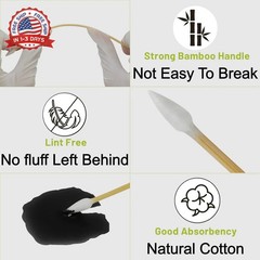 PINGMIC Gun Cleaning Supplies – 6″ Long Cotton Swabs and 2″x2″ Cleaning Patches