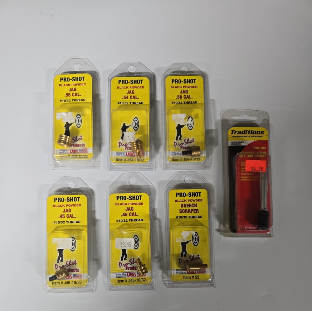 Pro-Shot Black Powder Rifle Cleaning Jag Lot of 5 #J58, J54, J50, J45, all 10/32