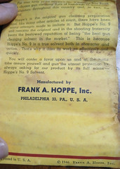 Vintage 1946 HOPPE’S No.9 Nitro Powder Solvent Oil with Bottle, Box and Manual