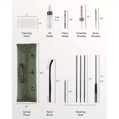 For .22LR, .223, .257, 5.56mm Rifle Gun Cleaning Kit Brush Cleaner with Pouch
