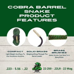 .22 Caliber Bore Cleaner – Free Fast Shipping – Also Fits .223 – 5.56 – .22-250