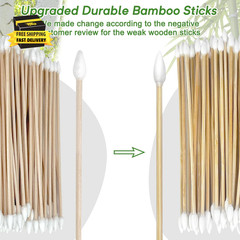 200 Pcs 6 Inch Gun Cleaning Cotton Swabs with Double Pointed Tips, Strong Bamboo