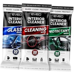 Car Wipes Interior Cleaning Kit -3-in-1 Car Cleaning Wipes 3 Pack (90 Wipes)