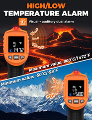 4 in 1 Temperature Gun 4 Types of Alarm Setting,-58-1472°F Measure Infrared/Amb