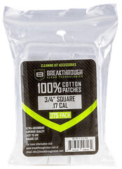 Breakthrough Clean Cotton Patches 3/4 In Square 17 Cal 177 Airgun 375 Pack