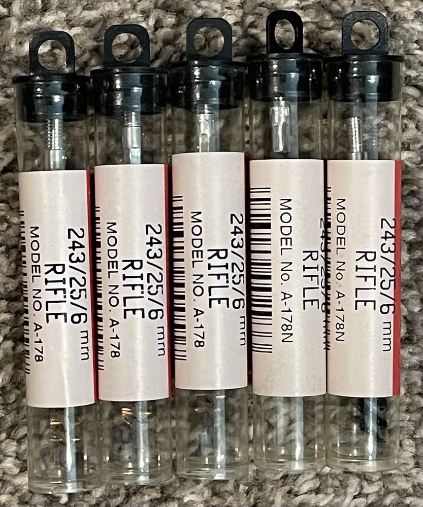 Lot Of 5- 243/25/6mm KleenBore Brushes. 2- Nylon & 3- Bronze