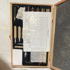 Gun Cleaning Kit Wooden Case Brass Rods Brushes Bore Mop Cloth Jag Set