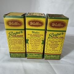 Vintage 50’s Erwin Weller Co. Gun Cleaning Kit Sioux City USA Yellow 4 Boxes