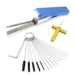Carburettor Cleaning Brush Set Stainless Steel Aluminum Box 5 Brushes Wrench Kit