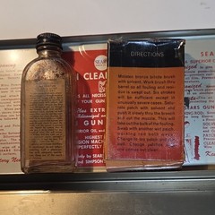 Sears Roebuck & Co 12-16 ga Gun Cleaning Kit 2140 w/ Red Metal Case & Solvent