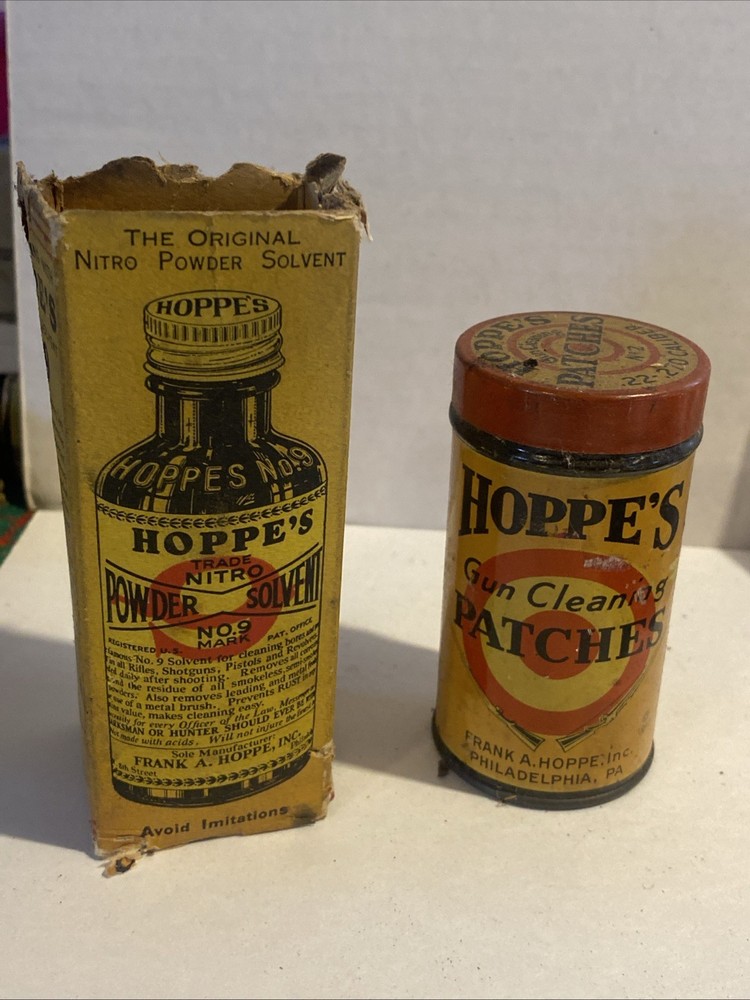 VTG Hoppes No. 9 Gun Bore Nitro Cleaning Solvent ORIGINAL BOX Instruction + Tin