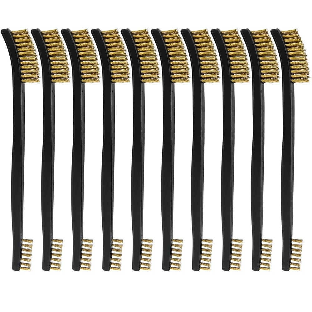 10 Pack 7Inch Double-Ended Gun Cleaning Brushes, Brass Wire Brush Set for Carbon