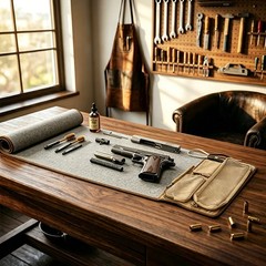 Heavy Duty Gun Cleaning Mat Portable Roll Up Rifle Pistol Clean Pad with Pockets