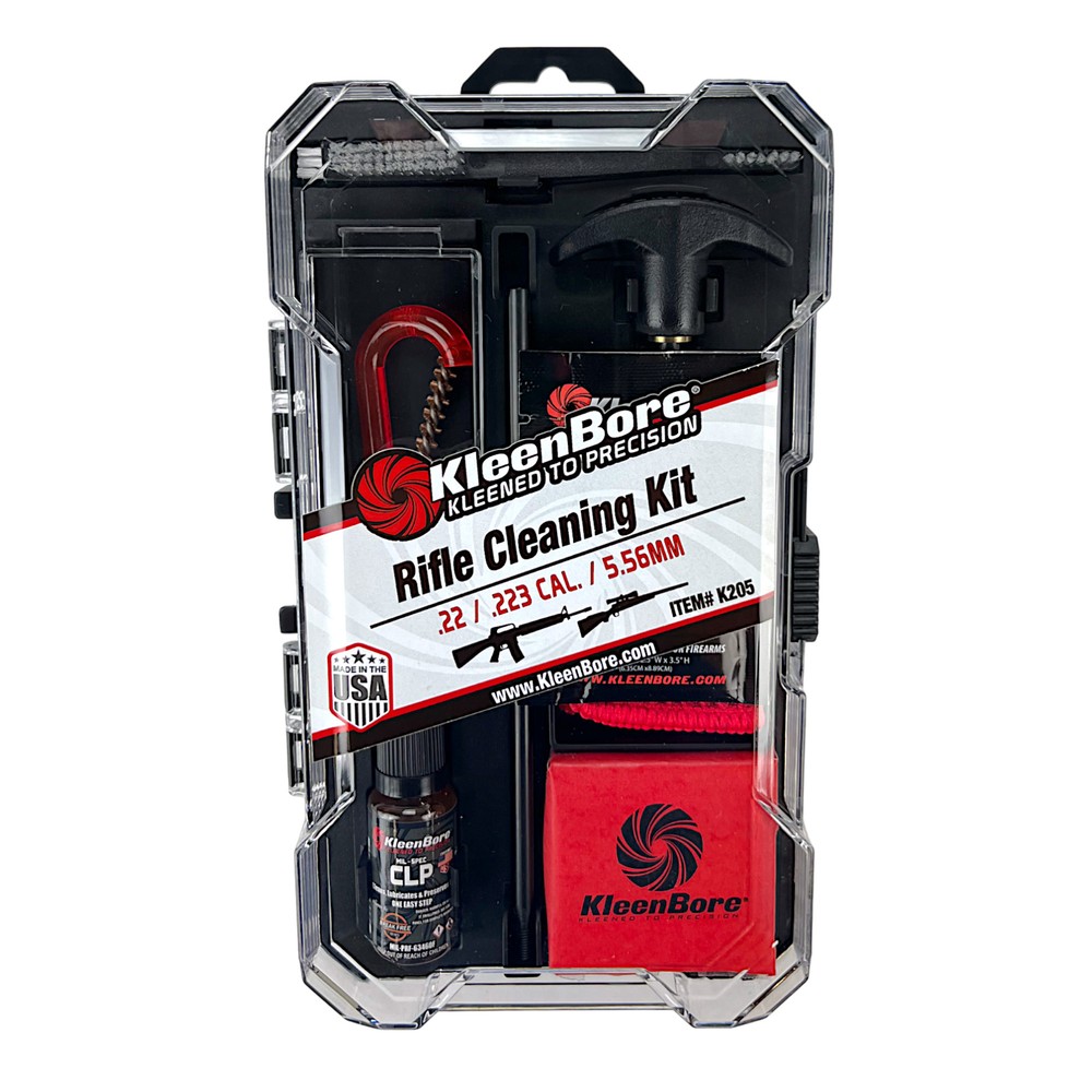 KleenBore 22 223 Cal Cleaning Kit Includes Brushes Rods Patches in Compact Case