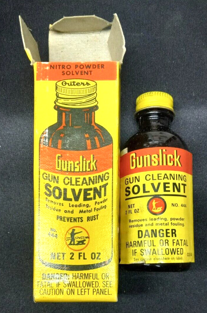 Vintage Outers Gunslick Gun Cleaning Empty Solvent Bottle in Box