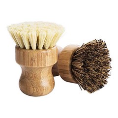 Palm Pot Brush- Bamboo Round 3 Packs Mini Dish Brush Natural Scrub Brush