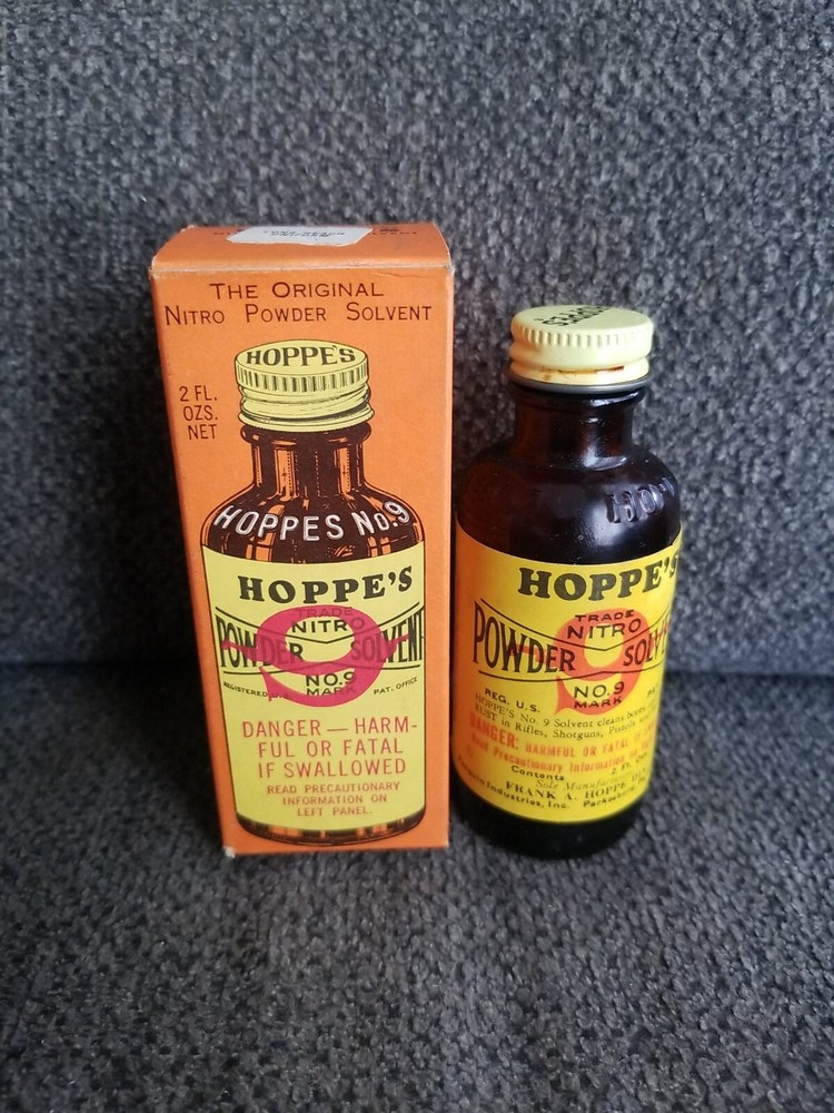 Vintage HOPPE’S No.9 Powder Solvent Gun Rifle Cleaning Oil 2oz 40% full